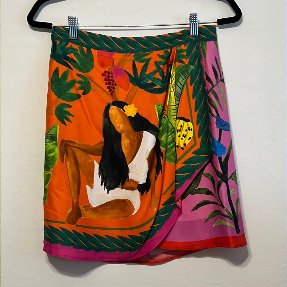 Farm Rio Silk Wrap Skirt